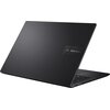 Czarny laptop z widocznym logo "ASUS Vivobook" na obudowie. Laptop jest częściowo otwarty, ukazując klawiaturę i porty boczne.