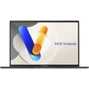 Na zdjęciu widoczny jest ekran laptopa z kolorową grafiką przedstawiającą abstrakcyjne kształty oraz napis "ASUS Vivobook". Na dolnej ramce ekranu znajduje się logo "ASUS Vivobook".