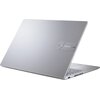 Srebrny laptop z widocznym logo "ASUS Vivobook" na obudowie. Laptop jest zamknięty, a jego powierzchnia ma gładkie, metaliczne wykończenie.