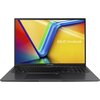 Na zdjęciu widoczny jest laptop z otwartym ekranem, na którym wyświetlany jest kolorowy wzór z napisem "ASUS Vivobook". Klawiatura jest czarna, a na obudowie pod ekranem znajduje się napis "ASUS Vivobook".
