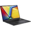 Na zdjęciu widoczny jest otwarty laptop z kolorowym ekranem, na którym wyświetlany jest napis "ASUS Vivobook". Klawiatura jest pełnowymiarowa, a obudowa ma ciemny kolor.