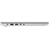 Na zdjęciu widoczny jest bok laptopa z kilkoma portami, w tym złączem zasilania, HDMI, USB, USB-C oraz gniazdem audio. Obudowa laptopa jest w jasnym kolorze z ciemnym paskiem wzdłuż krawędzi.