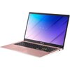 Różowy laptop z otwartym ekranem, na którym widoczny jest gradientowy wzór w odcieniach niebieskiego i fioletowego oraz powtarzający się napis "ASUS". Na obudowie pod ekranem znajduje się logo "ASUS".
