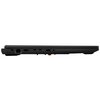 Czarny laptop widziany z boku, z widocznymi portami: Ethernet, HDMI, dwa USB-C, USB-A oraz gniazdo audio. Laptop jest zamknięty, a jego obudowa ma matowe wykończenie.
