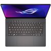 Laptop z otwartym ekranem i widoczną klawiaturą, na której znajdują się klawisze z oznaczeniami liter, cyfr i funkcji. Na ekranie widoczny jest kolorowy wzór z logo producenta.