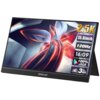 Monitor z wyświetlaczem prezentującym abstrakcyjną grafikę w żywych kolorach, z widocznymi specyfikacjami: "2.5K", "15.6inch", "120Hz", "16:09", "100% sRGB", "3MS". Na dolnej ramce monitora znajduje się logo "ZEUSLAP".