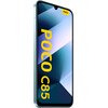 Smartfon z dużym ekranem, na którym widoczny jest gradientowy wzór w odcieniach niebieskiego i fioletowego, z żółtym napisem "POCO C85" oraz małym logo "POCO" w rogu. Obudowa urządzenia ma zielony kolor.