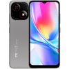 Szary smartfon z dużym wyświetlaczem, na którym widoczna jest kolorowa grafika. Na obudowie znajduje się napis "ZTE" oraz oznaczenia modelu i certyfikaty.