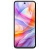 Na zdjęciu widoczny jest smartfon z kolorowym, abstrakcyjnym tłem na ekranie. Urządzenie ma cienkie ramki i centralnie umieszczoną kamerę przednią w górnej części ekranu.