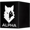 Czarne opakowanie z białym logo przedstawiającym stylizowaną głowę wilka oraz napisem "ALPHA" poniżej.