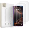 Opakowanie produktu z logo "TECH PROTECT" oraz napisem "GLASS FIT+" obok smartfona z nałożonym szkłem ochronnym, na ekranie widoczna godzina 9:41 i data Monday, September 9. Na opakowaniu znajdują się ikony symbolizujące cechy produktu: odporność na odcis