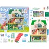 Zestaw figurek "BLUEY Supermarket BLU18918" przedstawia supermarket z trzema piętrami, różnymi akcesoriami i postaciami z serii Bluey. Na opakowaniu widnieje napis: "Endless Shopping Fun! 24+ Sounds, 15+ Play Pieces, 3 Floors" oraz "Supermarket Playset".