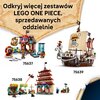 Na zdjęciu widoczne są cztery zestawy LEGO z serii ONE PIECE, każdy z numerem: 75636, 75637, 75638, 75639, oraz tekst: "Odkryj więcej zestawów LEGO ONE PIECE, sprzedawanych oddzielnie". Zestawy przedstawiają różne sceny i budowle, w tym statek z charakter