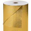 Rolka złotego podkładu izolacyjnego o chropowatej fakturze, z widocznym białym rdzeniem w środku. Produkt to "Podkład izolacyjny MISSION AIR Gold 5mm rolka 50m²".