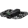 Na zdjęciu widoczny jest dron z czarną obudową i ochronnymi kratkami wokół śmigieł, z napisem "HOVER" oraz "PRO 4K" na górnej części. Dron ma zamontowaną kamerę z przodu i zieloną diodę na obudowie.
