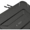 Czarne etui na laptopa z teksturą przypominającą tkaninę, z widocznym logo "TECH-PROTECT" oraz dwoma suwakami zamka błyskawicznego.