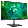 Monitor o przekątnej 27 cali z cienkimi ramkami, wyświetlający abstrakcyjny obraz w odcieniach zieleni i niebieskiego. Na dolnej ramce widoczne jest logo "acer".