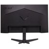 Czarny monitor z logo "acer" na tylnej obudowie, z charakterystycznym wzorem w kształcie litery "V" oraz prostą podstawą. Monitor ma nowoczesny design z wyraźnymi liniami i gładką powierzchnią.