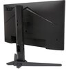 Czarny monitor marki Acer z widocznym logo, ustawiony na podstawce o geometrycznym kształcie, z tyłu obudowy widać otwory wentylacyjne i mocowanie do uchwytu. Monitor ma nowoczesny design z wyraźnymi liniami i krawędziami.