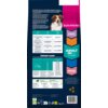 Opakowanie karmy dla psa EUKANUBA Adult Small and Medium Breed Jagnięcina 12 kg, z widocznym zdjęciem psa oraz informacjami o produkcie w kilku językach. Na opakowaniu znajdują się także tabele z zaleceniami dotyczącymi karmienia oraz kod kreskowy.