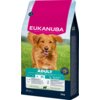 Opakowanie karmy dla psa marki EUKANUBA o wadze 12 kg, z widocznym napisem "ADULT" oraz informacjami o przeznaczeniu dla psów dużych ras w wieku od 1 do 6 lat i wadze 25-40 kg. Na opakowaniu znajduje się zdjęcie psa na tle zielonej trawy oraz dodatkowe in
