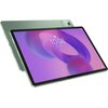 Na zdjęciu widoczny jest zielony tablet z dużym ekranem, na którym wyświetlana jest godzina 10:08 i data "Fri, Feb 24". W tle widać tylną część urządzenia z aparatem w rogu.