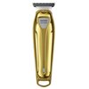 Złota strzyżarka z widocznym ostrzem na górze, na której znajduje się napis "ENCHEN PROFESSIONAL HAIR TRIMMER". Na dole urządzenia widoczny jest mały, niebieski wskaźnik.