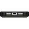 Czarno-zielone etui UAG Monarch Pro MagSafe do Apple iPhone 17 Pro wykonane z Kevlaru, widoczne z dołu, z otworami na porty i głośniki.