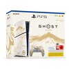 Pudełko konsoli PlayStation 5 Slim z motywem "Ghost of Yōtei" przedstawia grafikę góry i kontrolera z ozdobnymi wzorami. Na opakowaniu widnieją napisy: "SONY", "PS5", "GHOST OF YŌTEI", "LIMITED EDITION", "1TB/To", "4K", "HDR" oraz oznaczenie wiekowe "18".