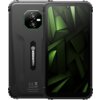 Smartfon w kolorze czarno-zielonym z widocznym logo "HAMMER" na tylnej obudowie, posiada podwójny aparat fotograficzny oraz ekran z geometrycznym, zielonym wzorem. Na dole tylnej obudowy znajdują się oznaczenia CE i informacja "Manufactured in P.R.C.".