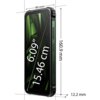 Smartfon w kolorze czarno-zielonym z wyświetlaczem o przekątnej 6.09 cala (15.46 cm), o wymiarach 160.9 mm wysokości, 80 mm szerokości i 12.2 mm grubości. Na boku urządzenia widoczne są przyciski oraz logo "HAMMER".
