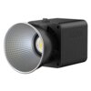 Kwadratowa lampa LED z dużym, srebrnym reflektorem, na której obudowie widnieje napis "100W" oraz "Ulanzi". Na górnej części obudowy znajduje się ostrzeżenie: "High temperature warning. Do not touch."