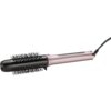 Różowa suszarko-lokówka z czarną szczotką i przewodem zasilającym, na której widnieje logo "BaByliss". Produkt ma cylindryczny kształt z otworami wentylacyjnymi na szczotce.