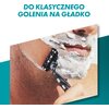 Na zdjęciu widoczna jest osoba goląca się maszynką do golenia, pokryta pianką do golenia. U góry znajduje się tekst: "DO KLASYCZNEGO GOLENIA NA GŁADKO".