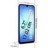 Na zdjęciu widoczny jest niebieski smartfon z ekranem o przekątnej 6.7 cala, z napisem "Galaxy A17 5G" na wyświetlaczu. Obok urządzenia znajdują się wymiary: 164.4 mm wysokości, 77.9 mm szerokości i 7.5 mm grubości.