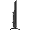 Telewizor BLAUPUNKT 43UGB5500S 43" LED 4K Google TV HDMI 2.1 widoczny z boku, ukazujący smukły profil i porty z tyłu obudowy. Urządzenie stoi na zakrzywionej podstawie.