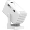Biały projektor z logo "PHILIPS" na górze, posiadający złącza HDMI i USB oraz otwory wentylacyjne z przodu, umieszczony na regulowanej podstawce.