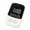 Na zdjęciu widoczny jest alkomat z wyświetlaczem pokazującym wynik "0.000 mg/L" oraz logo "ALCOLIFE" i napis "BAW SIĘ | PRACUJ | BEZPIECZNIE". Urządzenie ma dwa przyciski na białej obudowie.