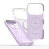 Jasnofioletowe etui TECH-PROTECT Silicone MagSafe do Apple iPhone 17 Pro Max jest przedstawione w trzech częściach: zewnętrznej, wewnętrznej i przezroczystej, z widocznym logo "TECH PROTECT | DESIGNED BY PD" oraz symbolem kropli z liniami.