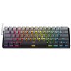 Klawiatura mechaniczna z podświetleniem RGB, posiada szare klawisze z białymi oznaczeniami liter i symboli. Na obudowie widoczne jest logo "REDRAGON".