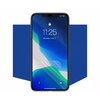 Na zdjęciu znajduje się smartfon z wyświetlaczem pokazującym godzinę 11:25 oraz datę "Monday, June 3". Tło ekranu ma abstrakcyjny wzór w odcieniach niebieskiego, zielonego i białego, a za telefonem widoczny jest niebieski kształt.