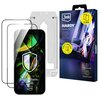Opakowanie produktu "3MK Hardy Hardura 9H" zawiera dwie sztuki szkła hartowanego dedykowanego do Apple iPhone 15/16, z widocznym logo 3MK oraz napisem "2 pcs included" i "European brand". Na opakowaniu znajduje się również żółta naklejka z napisem "PREFIT