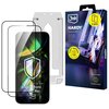 Opakowanie produktu "3mk HARDY Hardura 9H" zawiera dwie sztuki szkła hartowanego dedykowanego do Apple iPhone 16 Pro Max, z widocznym logo 3mk oraz oznaczeniem "Płatny aplikator" dla łatwej instalacji. Na opakowaniu znajdują się napisy: "Tempered glass", 