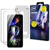 Opakowanie produktu "3MK Hardy Hardura 9H" zawiera dwie sztuki szkła hartowanego dedykowanego do Samsung Galaxy S24/S25, z widocznym logo 3MK oraz informacją o dołączonym aplikatorze. Na ekranie telefonu widoczny jest kolorowy wzór z napisem "DEDICATED TO
