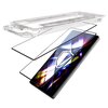 Na zdjęciu widoczne jest szkło hartowane 3MK Hardy Hardura do Samsung Galaxy S24 Plus/S25 Plus, składające się z dwóch przezroczystych warstw, umieszczonych nad ekranem telefonu. W tle znajduje się przezroczysta ramka montażowa.