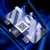 Na zdjęciu widoczne są dwie sztuki szkła hybrydowego z logo "3mk" oraz kodem QR prowadzącym do tutoriala na stronie "tutorial.3mk.pl/hardy-fusion". Tło jest w odcieniach niebieskiego z dynamicznymi wzorami, a na szkłach znajdują się ikony i napisy, w tym 