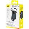 Żółte opakowanie produktu z logo "baseus" zawiera zdjęcie czarnego powerbanku z wbudowanymi kablami USB-C i iP, oraz napisy: "10000mAh 22.5w", "Mini & Portable Dual-Cable Fast Charging", "22.5W Super Fast Charging", "Built-in USB-C & iP Cables". Na boku opakowania widnieje tekst: "22.5W Big Power Compatible with Phones, Tablets and Low-Power Devices".