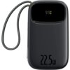 Czarny powerbank z wyświetlaczem pokazującym "99%" oraz oznaczeniem "22.5W" na obudowie. Urządzenie posiada zintegrowany kabel.