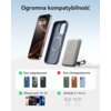 Na zdjęciu widoczny jest telefon, etui magnetyczne oraz powerbank z napisem "Ogromna kompatybilność" u góry. Poniżej znajdują się grafiki przedstawiające kompatybilność z etui magnetycznymi i niemagnetycznymi oraz urządzeniami iPhone serii 12-16 i AirPods