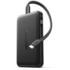 Czarny powerbank z napisem "Designed by INIU" na obudowie, z wyświetlaczem pokazującym poziom naładowania oraz dołączonym kablem z oznaczeniem "Cable". Na boku urządzenia widoczny jest napis "10000 mAh".